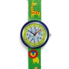 Load image into Gallery viewer, Kids Time Teaching Boy’s Watch (Zoo Animals Lion).  Easy to read and teach time telling. Cute design perfect for gift and birthdays.  Tell Time Fun.  Learn to Tell Time.