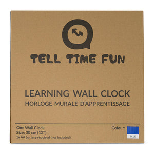 Large Kids Silent Analog Teaching Wall Clock. Kids Bedroom, Playroom, Study Room, Living Room, Classroom. Educational Material for Parents and Teachers. (Ocean Blue)