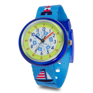 Kids Time Teaching Boy’s Watch (Jolly Marine).  Easy to read and teach time telling. Cute design perfect for gift and birthdays.  Tell Time Fun.  Learn to Tell Time.