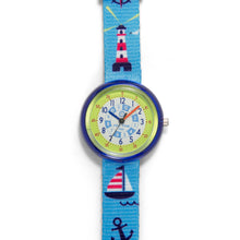 Load image into Gallery viewer, Kids Time Teaching Boy’s Watch (Jolly Marine).  Easy to read and teach time telling. Cute design perfect for gift and birthdays.  Tell Time Fun.  Learn to Tell Time.