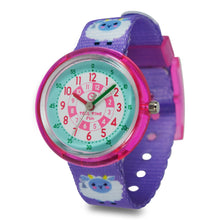 Load image into Gallery viewer, Kids Time Teaching Girl’s Watch (Sassy Sheep).  Easy to read and teach time telling. Cute design perfect for gift and birthdays.  Tell Time Fun.  Learn to Tell Time.