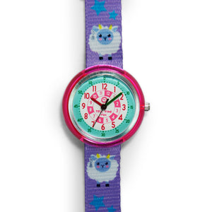 Kids Time Teaching Girl’s Watch (Sassy Sheep).  Easy to read and teach time telling. Cute design perfect for gift and birthdays.  Tell Time Fun.  Learn to Tell Time.